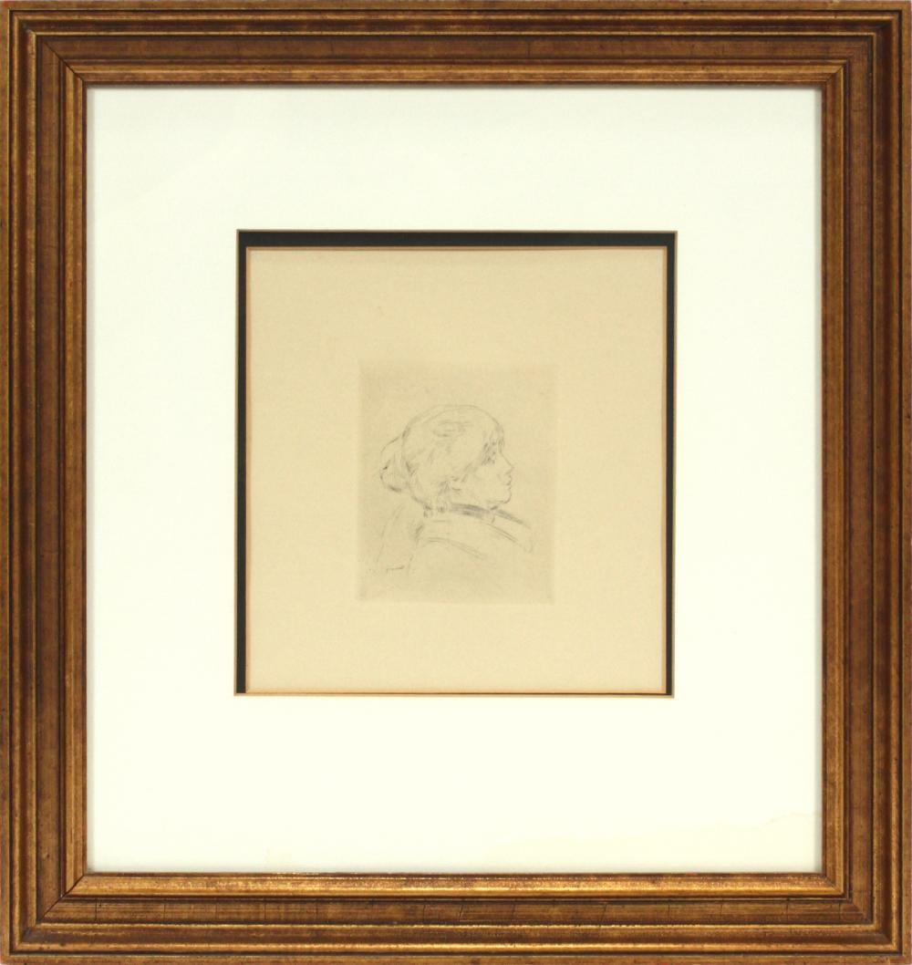 PIERRE-AUGUSTE RENOIR ETCHING PORTRAIT sold by DuMouchelles, lot 2328 — auction record photograph