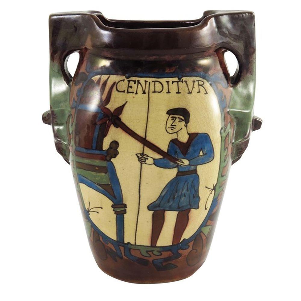 Louis Etienne Desmant comparable auction result: louis etienne desmant a french faience bayeux tapestry vase
