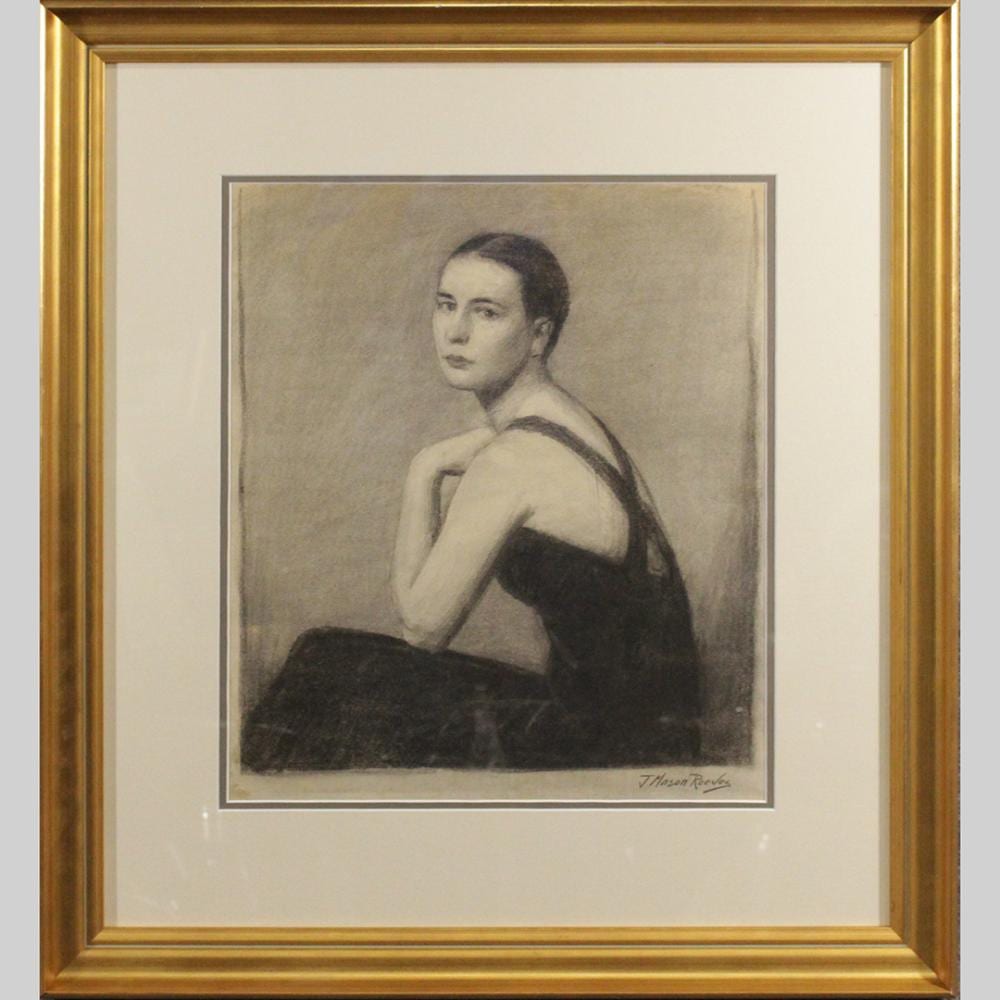 Joseph Mason Reeves comparable auction result: joseph mason reeves american charcoal drawing woman