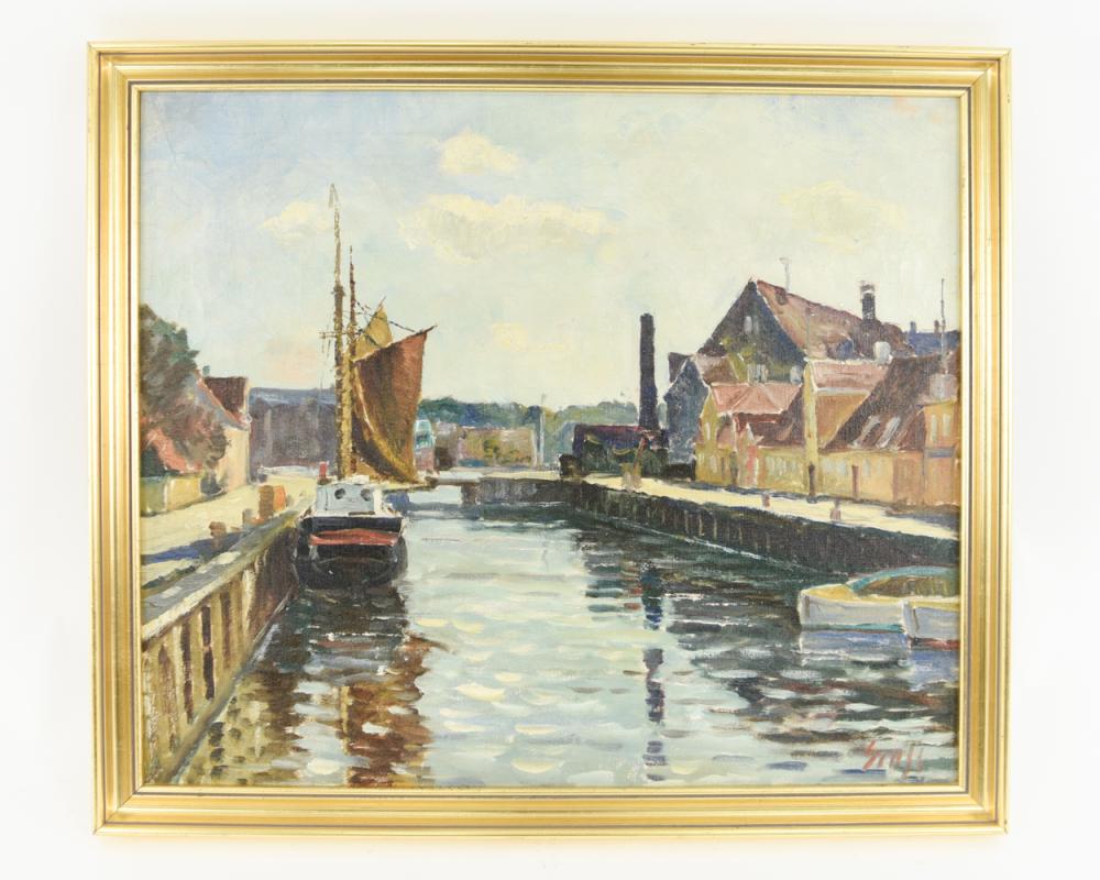 einar gross danish 1895 1962 ships in port · Westport Auction · 2019-10-08 Einar Gross comparable auction result: einar gross danish 1895 1962 ships in port
