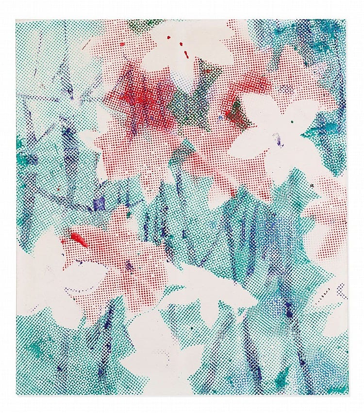 Sigmar Polke (1941-2010) Alpenveilchen/Flowers dispersion on canvas 66 7/8 x 59in. (170 x 150cm.) comparable sale