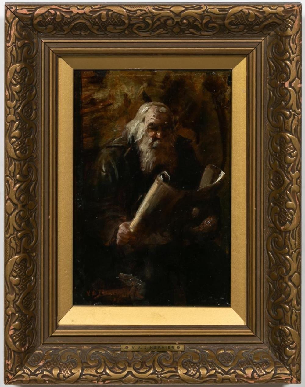 Adolphe Hervier comparable auction result: adolphe hervier the scholar figural oil portrait