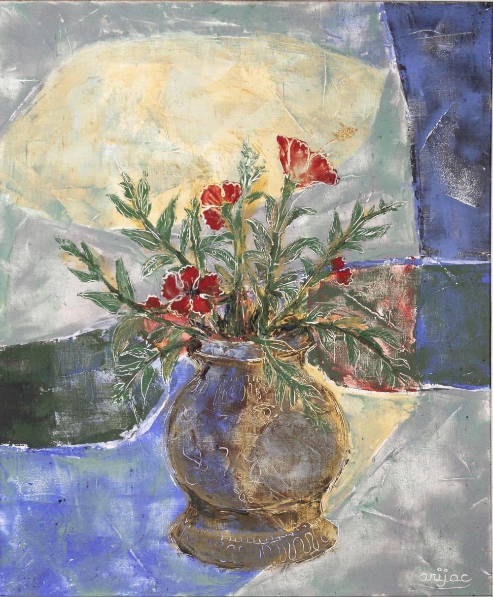 Harry Arijac Jacques comparable auction result: harry jacques arijac haitian b 1937 oil on canvas
