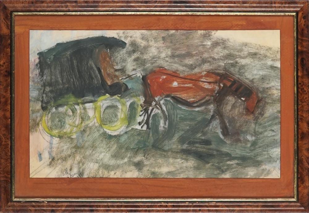 Elsa  Russell comparable auction result: elsa mary russell 1909 1997 the last cab in sydney c1948 26 x 45cm