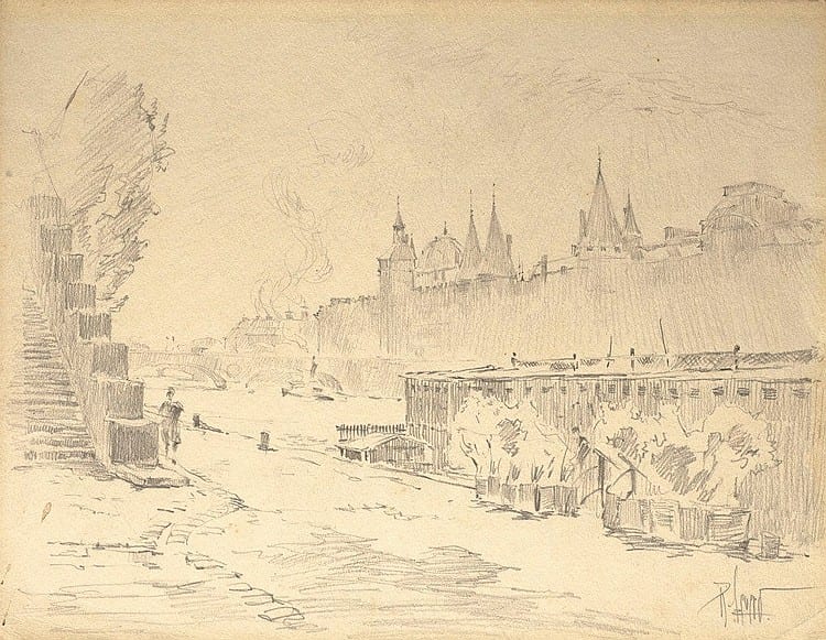 René Leverd comparable auction result: ren leverd 1872 1946 le palais de justice de paris graphite sur papier 25 1 x 32 7 cm