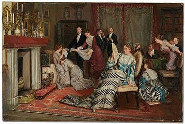 Eyre Crowe comparable auction result: eyre crowe british 1824 1910 forfeits oil on canvas 29 x 44 in 73 7 x 112 4 cm