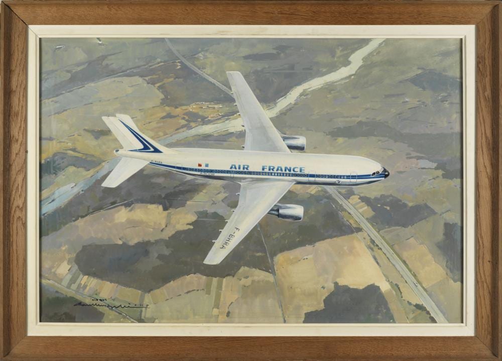 Paul Lengelle comparable auction result: paul lengelle 1908 1993 airbus air france signed gouache 50 x 72 cm