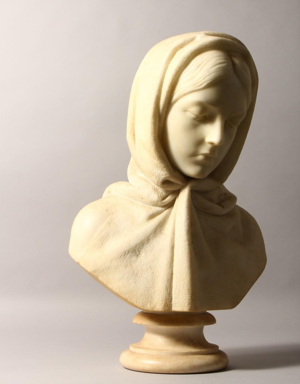 John Denton Crittenden comparable auction result: john denton crittenden 1834 1877 a good carved white marble bust of a young lady wearing a shawl around her head