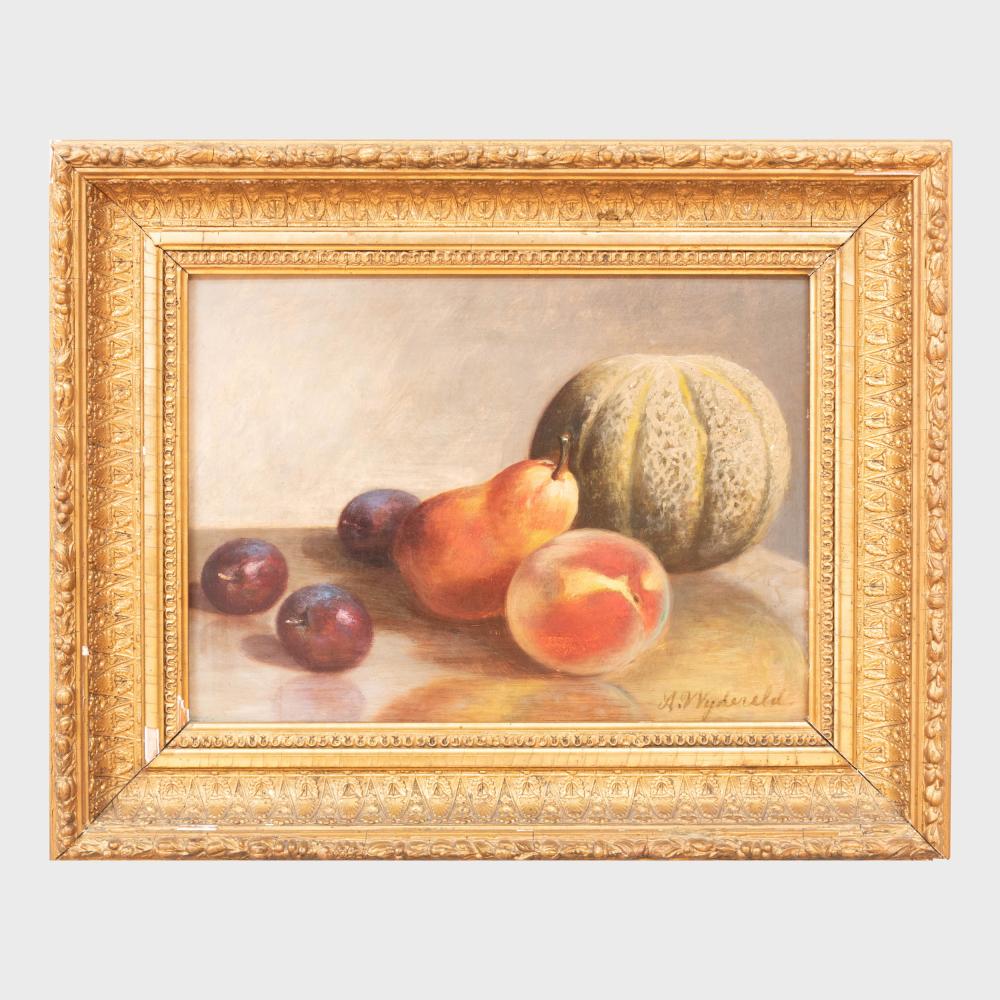 Arnoud Wydeveld comparable auction result: arnoud wydeveld 1823 1888 still life with melon peaches and plums