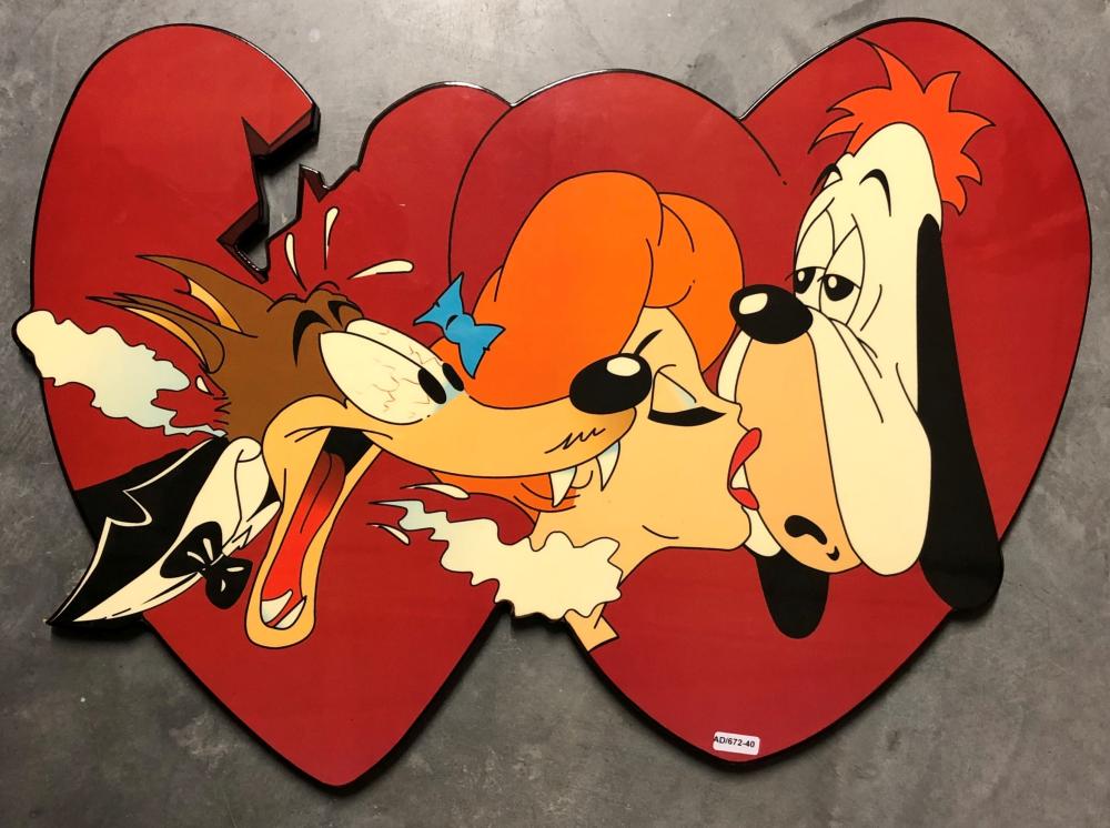 Tex Avery comparable auction result: tex avery turner entertainment image en forme de coeur illustrant 3 personnages phares wolfie dr