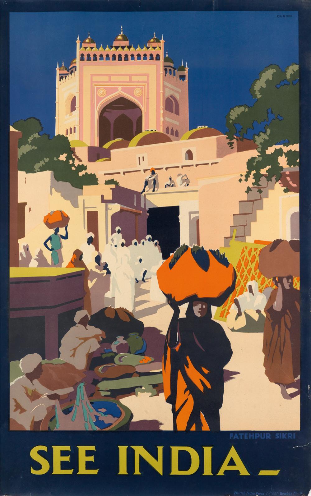 Leonard Cusden comparable auction result: leonard cusden 1898 1979 see india fatehpur sikri circa 1930 40x25 inches 101x64 cm british india press bombay