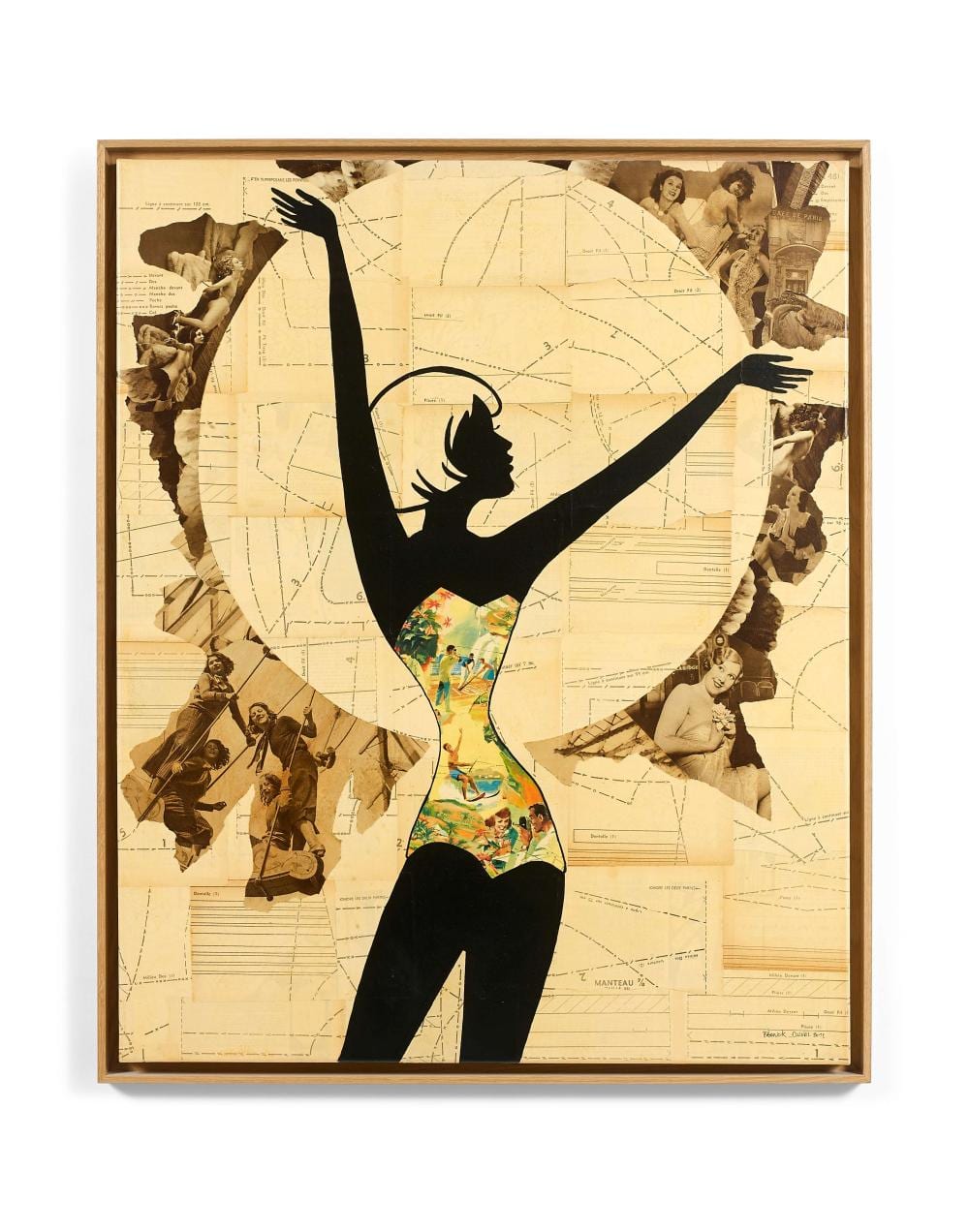 Franck Duval comparable auction result: fkdl fran ais n en 1963 hula hoop 1933 2012 collages et acrylique sur toile