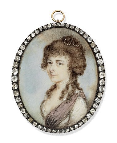 Philip Jean comparable auction result: philip jean british 1755 1802 oval 51 mm high gilt metal frame with diamond surround the reverse centred with gold monogram mhc on plaited hair