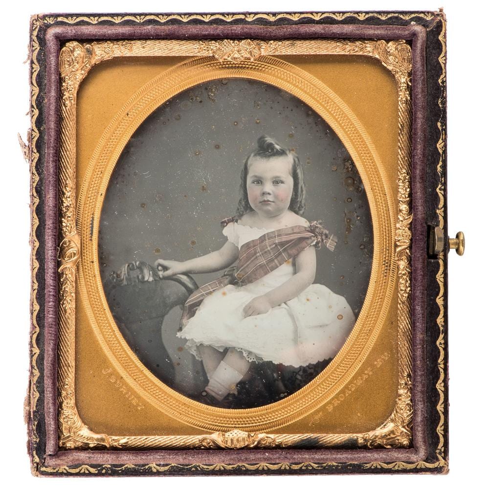 Jermiah Gurney comparable auction result: jeremiah gurney striking sixth plate daguerreotype of young girl wearing plaid sash