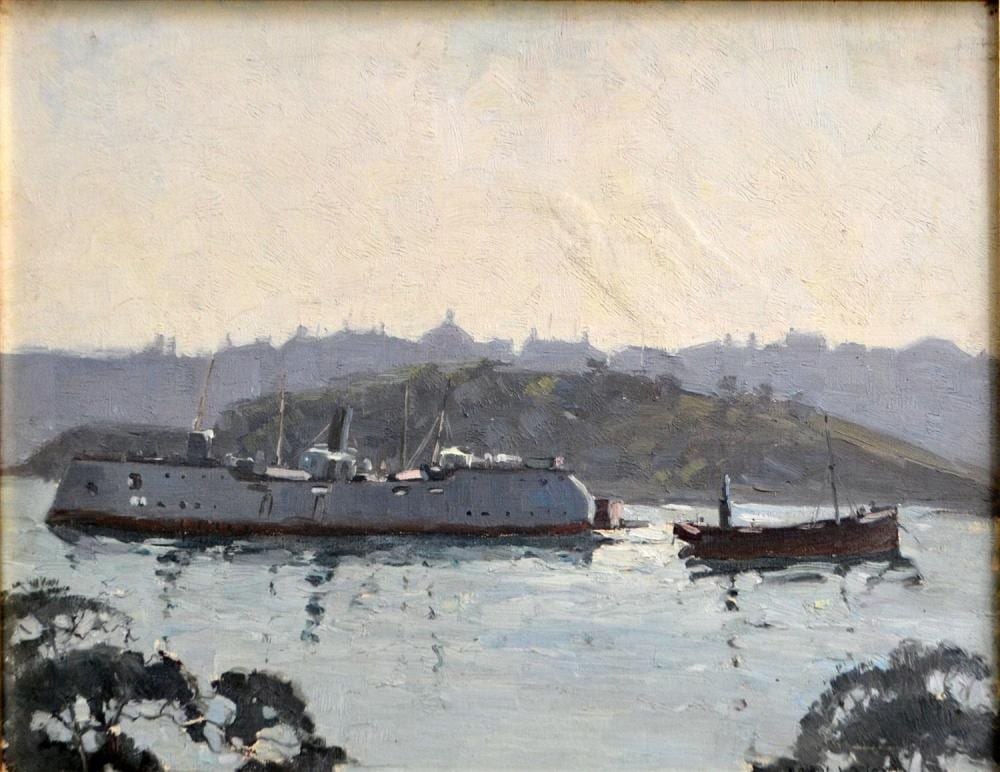 Robert Waden comparable auction result: robert waden moorings sydney harbour oil 34 x 44cm