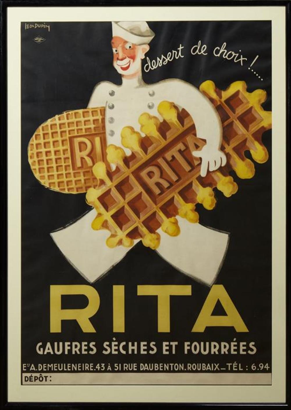 Leon Dupin comparable auction result: leon dupin 1898 1971 french rita gaufres seches et fourrees dessert de choix 1933 large advertising offset lithographic
