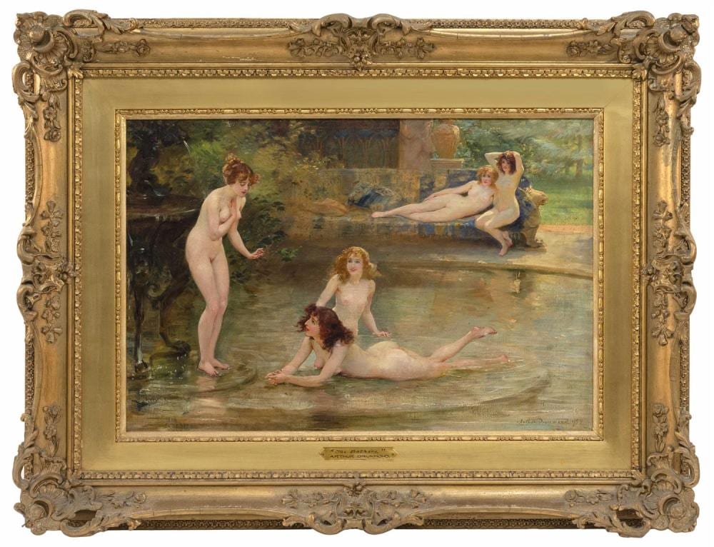 Arthur Drummond comparable auction result: arthur drummond united kingdom 1871 1951 bathing scene with nude females oil on canvas 17 5 x 26 framed 28 x 38