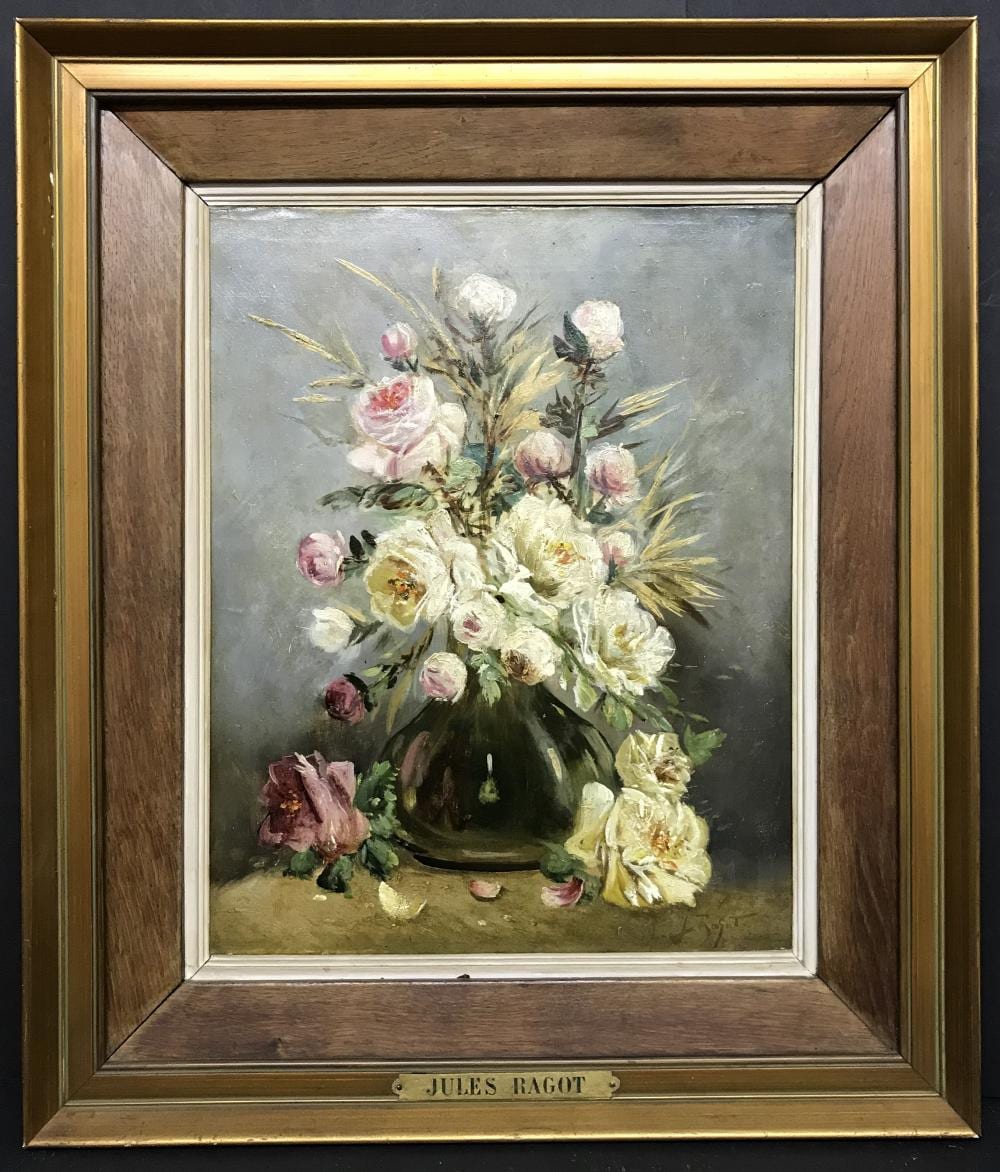 jules felix ragot 1835 1912 french oil on canvas flowers in a vase · Southgate Auction Rooms · 2019-11-04 Jules Félix Ragot comparable auction result: jules felix ragot 1835 1912 french oil on canvas flowers in a vase