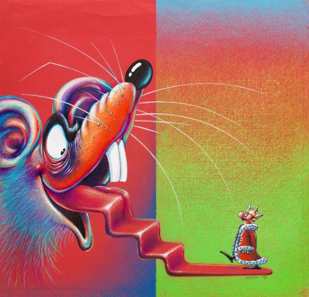 Edward Lutczyn comparable auction result: edward lutczyn b 1947 how a mouse ate popiel unpublished illustration to a book k buszek snu by ryszard marek gronski 1993