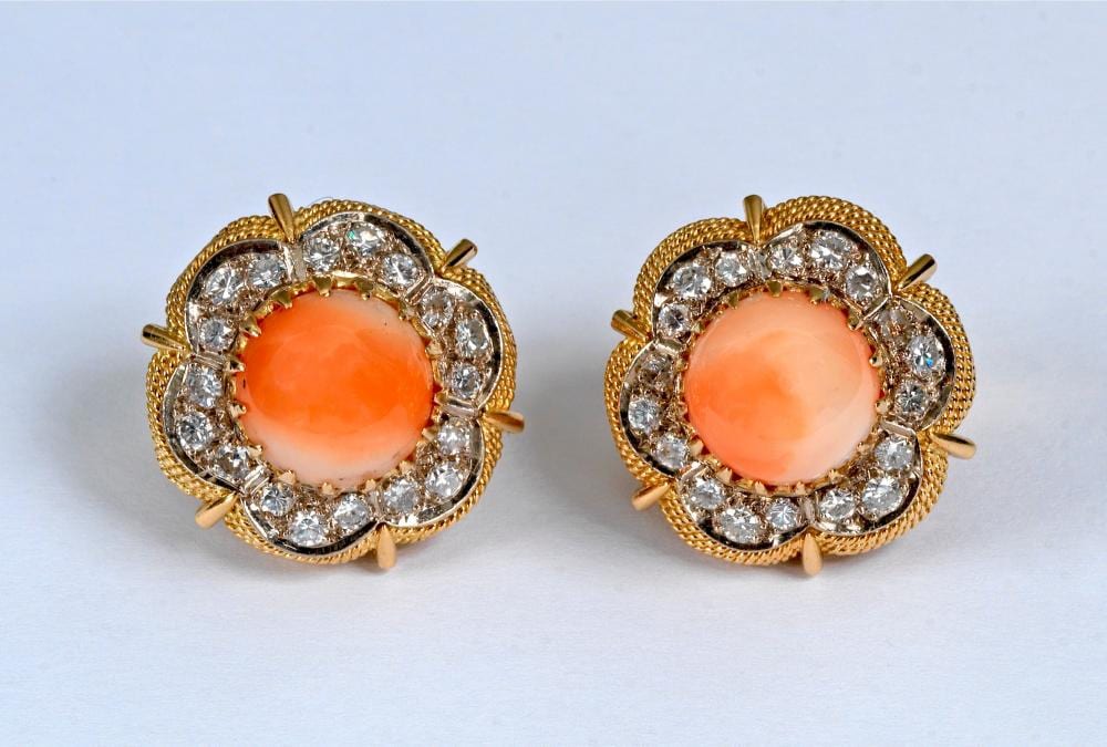 Maria Callas comparable auction result: the maria callas pink coral and diamond earrings
