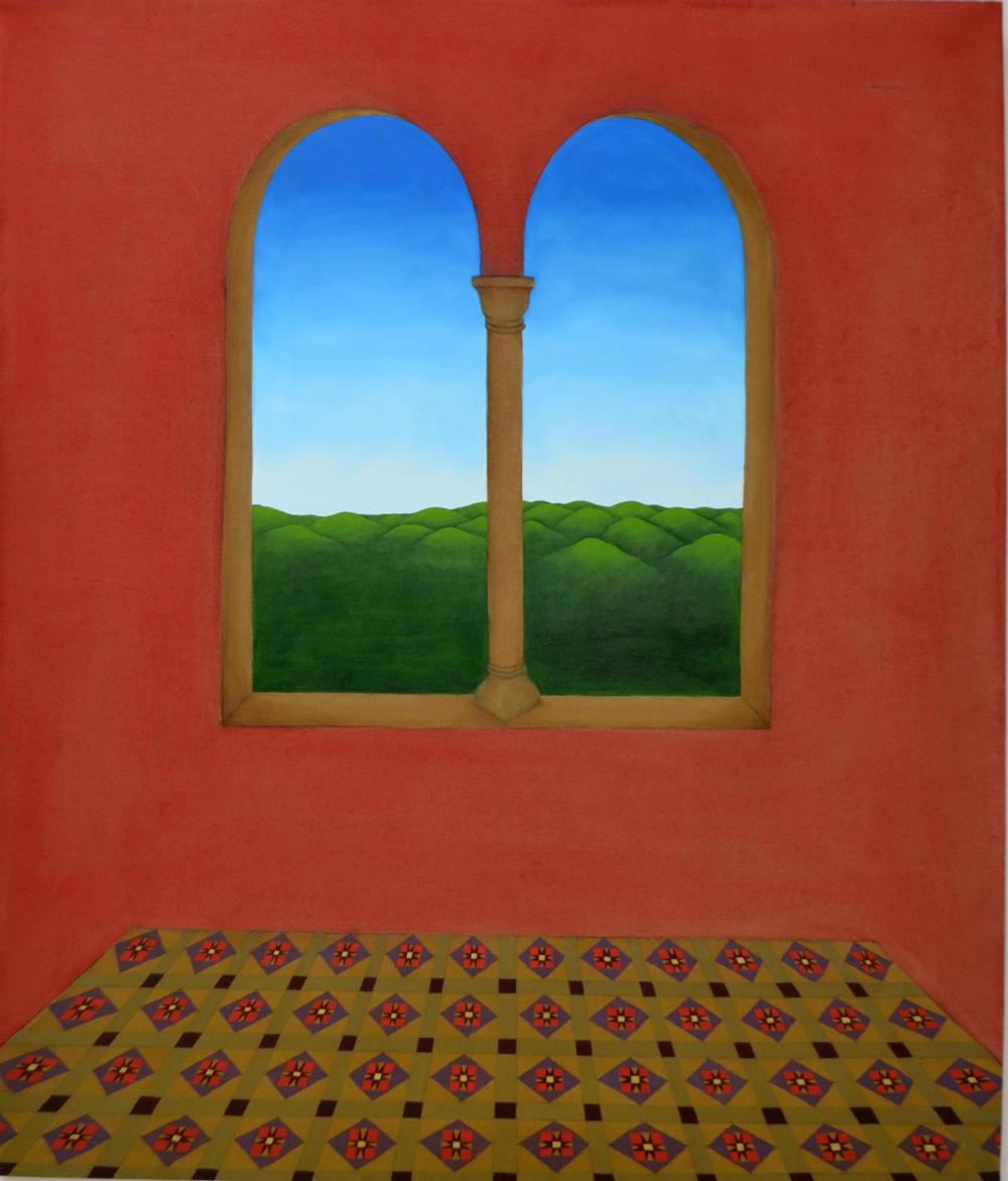 Daniel Moynihan comparable auction result: daniel moynihan view through the window 1971 oil on canvas signed titled and dated verso 178 5 x 151cm