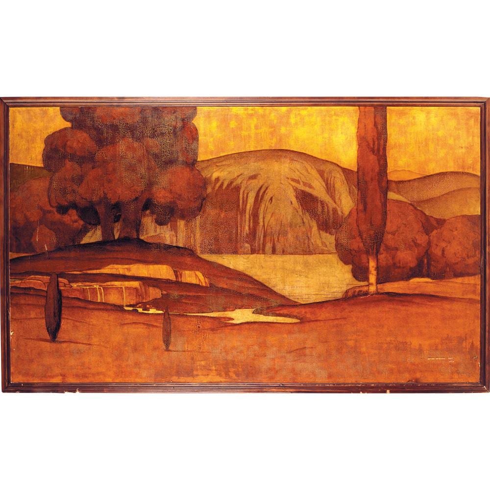 Henri Rapin comparable auction result: henri rapin 1873 1939 panneau laqu d cor d un paysage lacustre teintes polychromes sur base dor e et argent e baguette d ento