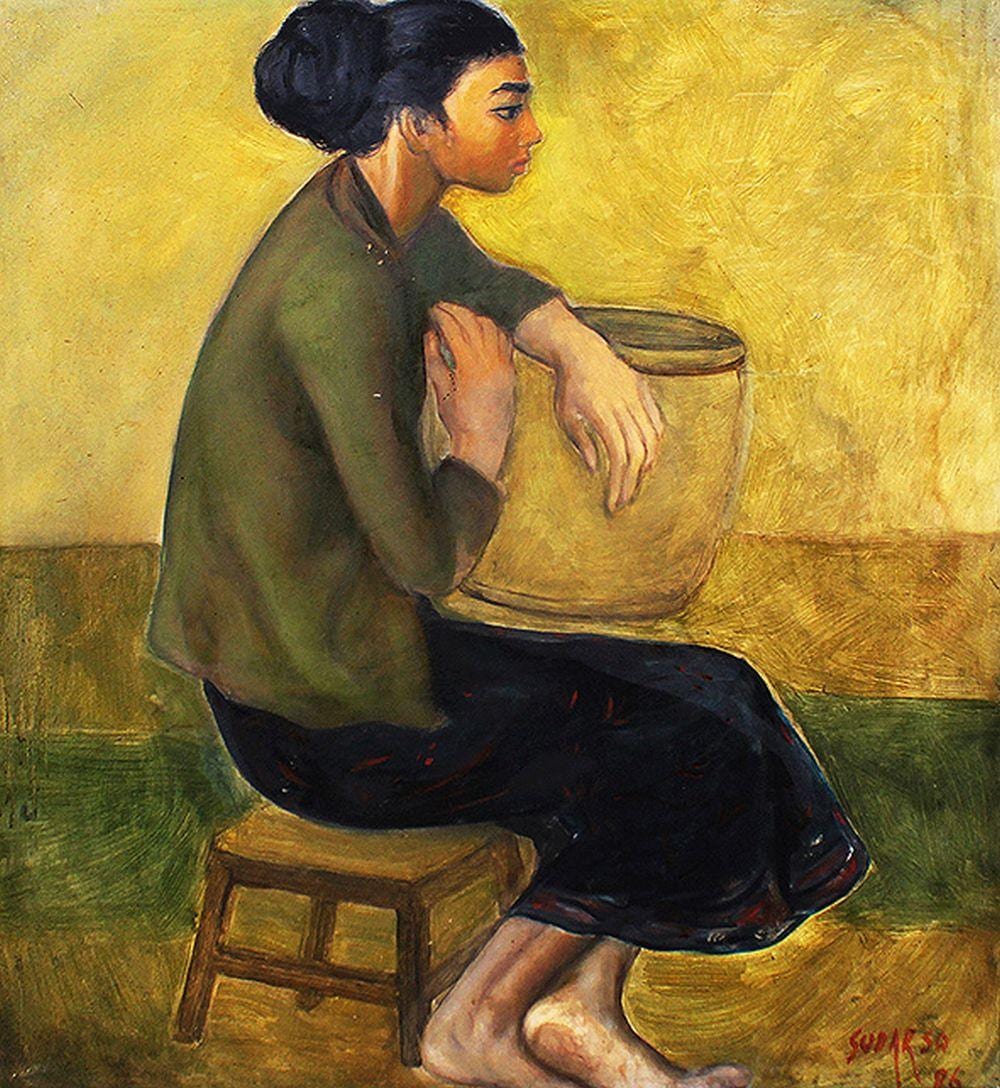 Sudarso - Seated Woman with Basket comparable sale