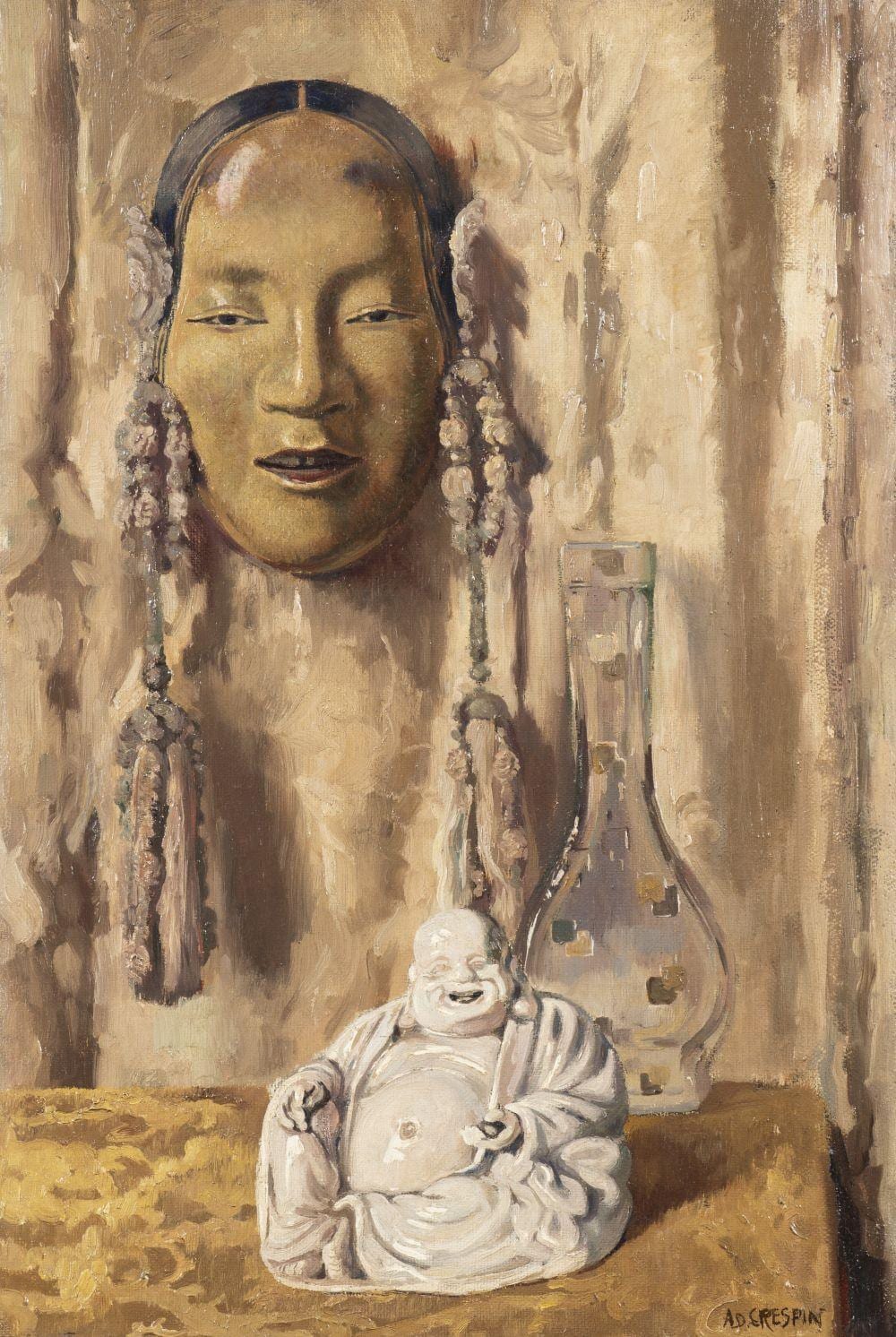 Adolphe Crespin comparable auction result: adolphe crespin 1859 1944 nature morte au masque japonais