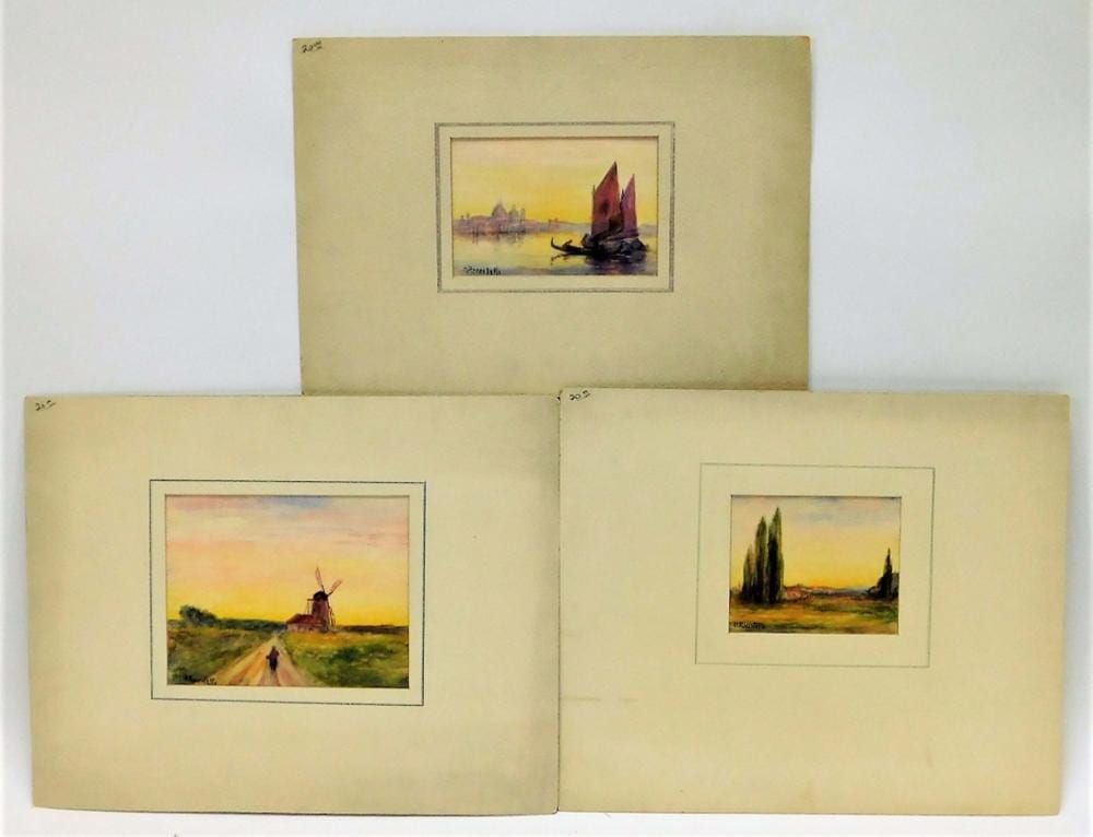 Domenico Riccitelli comparable auction result: 3 domenico riccitelli watercolor paintings