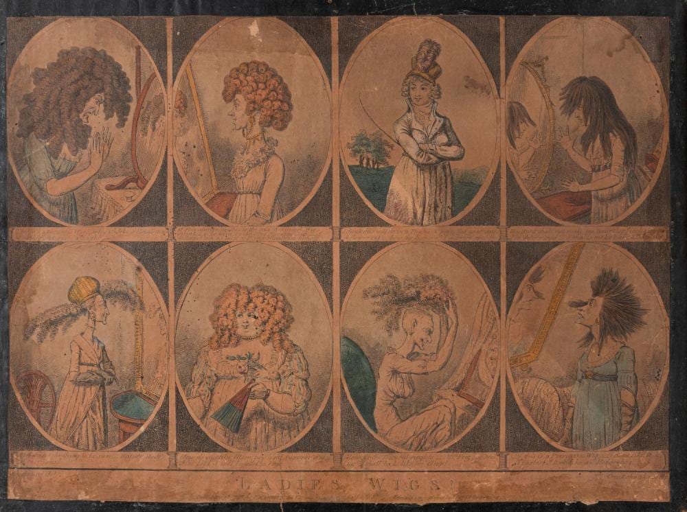 a satirical georgian print ladies wigs 1798 printed by isaac cruikshank after george moutard woodward · Gibson's · 2019-11-11 George Moutard Woodward comparable auction result: a satirical georgian print ladies wigs 1798 printed by isaac cruikshank after george moutard woodward