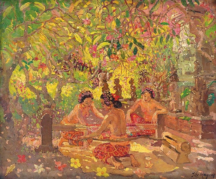 Adrien-Jean Le Mayeur de Merprès (1880-1958) - Balinese Girls Weaving comparable sale
