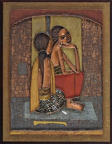 CHEONG SOO PIENG (1917-1983) Two Women mixed media on board 91 x 70 cm. (35 7/8 x 27 1/2 in.) sold by Christie's, lot 178 — auction record photograph