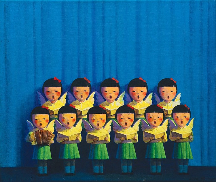 Liu Ye (B. 1964) Chorus acrylic on canvas 38 x 45 cm. (15 x 17 3/4 in.) comparable sale