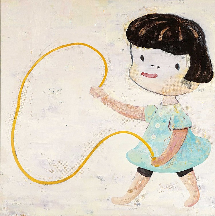 Yoshitomo Nara (B. 1959) Rope Skipping acrylic on canvas 95 x 95 cm. (37 3/8 x 37 3/8 in.) comparable sale