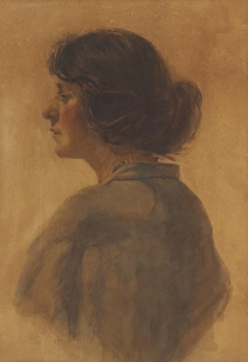 Hugh Ramsay comparable auction result: hugh ramsay 1877 1906 portrait of a woman 1905 watercolour on paper