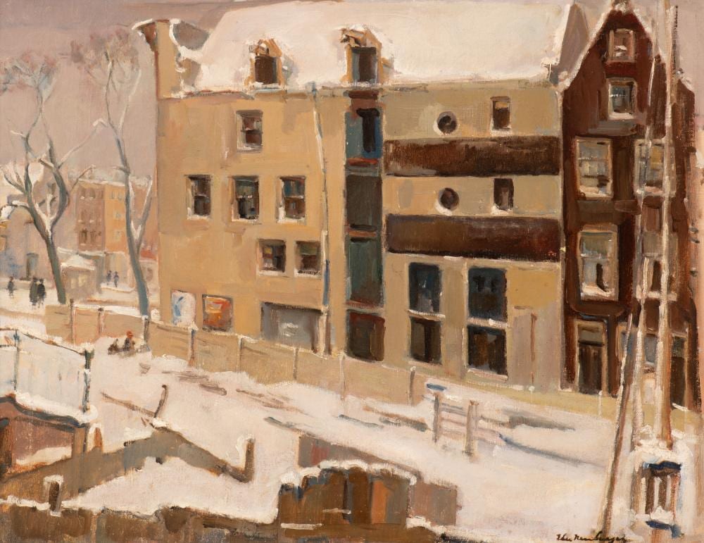 Eliazer Neuburger comparable auction result: very fine winter view of amsterdam
