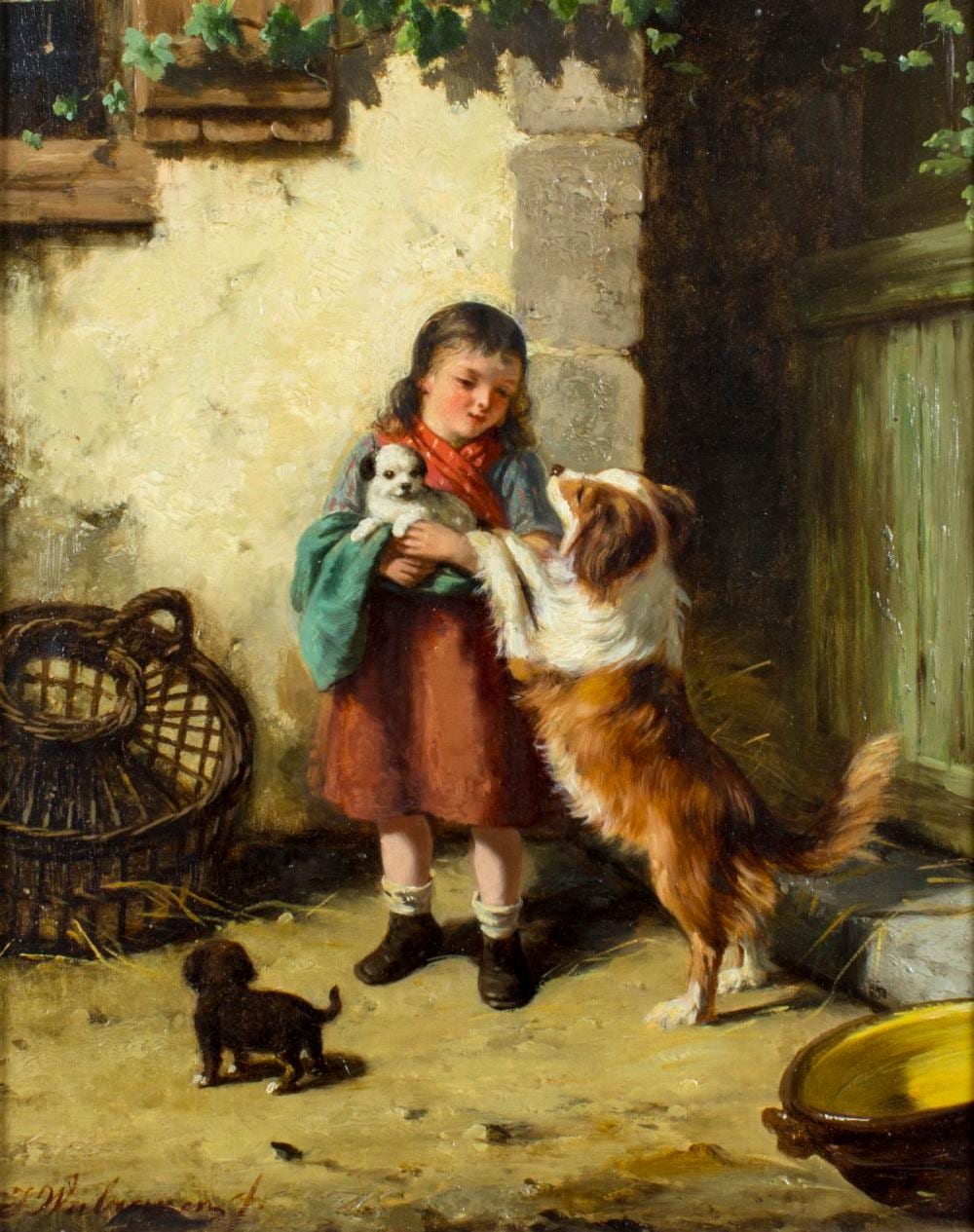 Jan Walraven comparable auction result: jan walraven dutch 1827 1878 oil painting antique