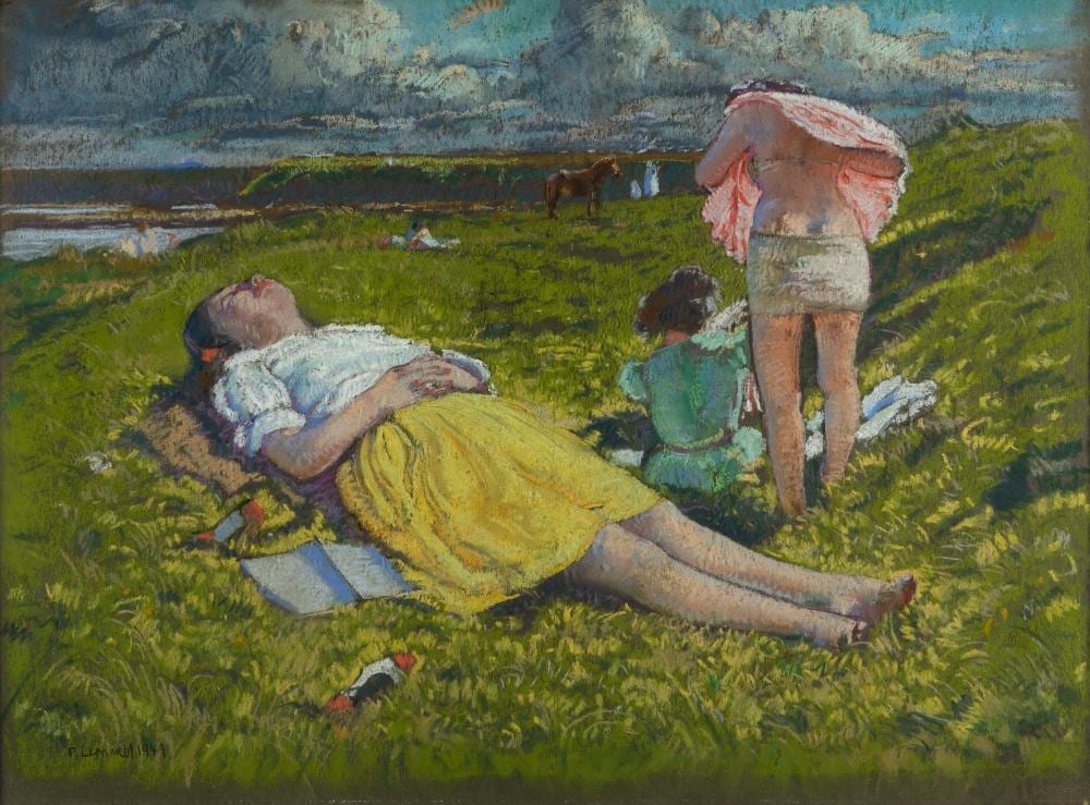 Patrick Leonard comparable auction result: patrick leonard 1918 2005 north beach rushpastel on board 52 x 74cm 20 x 29 signed and dated 1949 inscribed with title verso