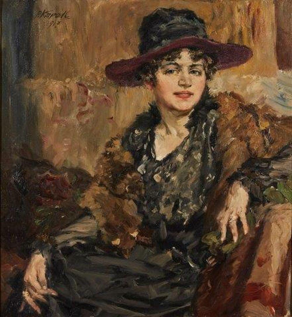 Paul Kapell comparable auction result: paul kapell german 1876 1943 portrait of a lady seated wearing a broad