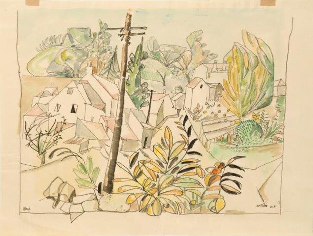 Walter Nessler comparable auction result: walter nessler german british 1912 2001 box circa 1940 watercolour