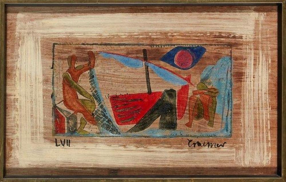 Kurt Craemer comparable auction result: kurt craemer german 1912 1961 fischer 1957 monotype on board signed