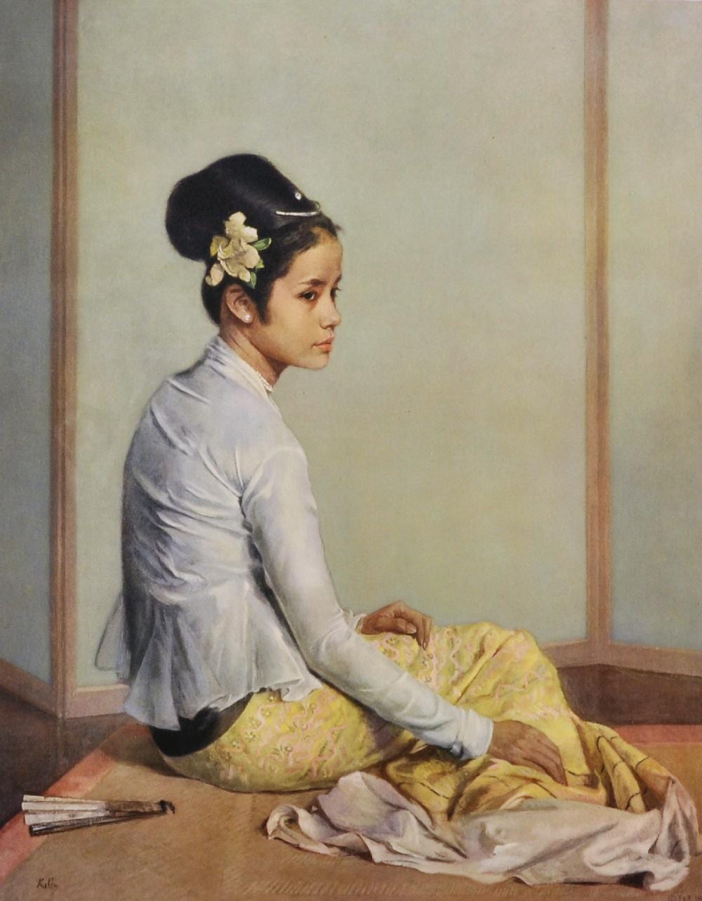 Gerald Festus Kelly comparable auction result: gerald festus kelly 1879 1972 british the burmese princess saw ohn nyun print signed with printers stamps overall 25 25 x 20 25 provenance percy g beer southsea