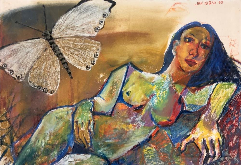 Jan Nigro comparable auction result: jan nigro 1920 2012 reclining nude with butterfly