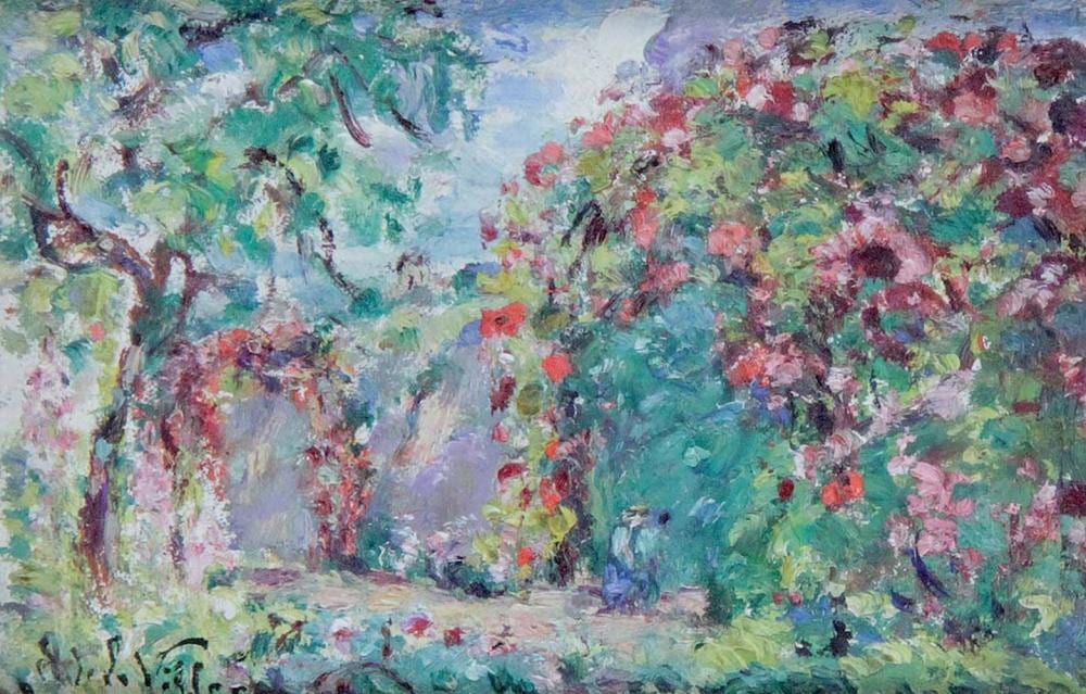 Emmanuel de la Villeon comparable auction result: emmanuel de la villeon 1858 1944 la tonnelle fleurie huile sur panneau