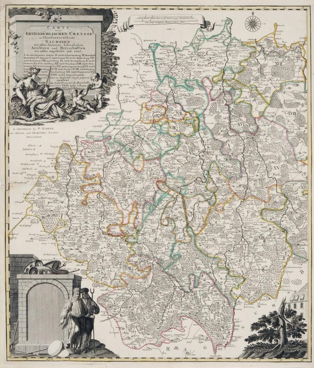 Peter van den Velde comparable auction result: pieter petrus junior schenk carte von ertzgebuergischen creysse in churfuerstenthum sachsen um 1760