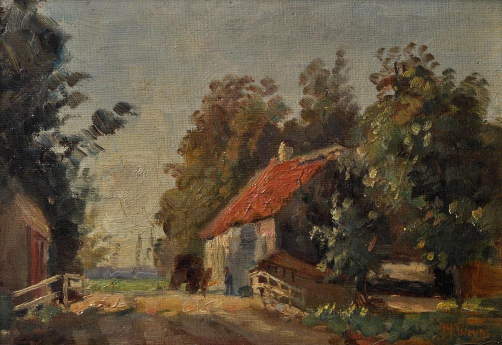 Jan Harm Weyns comparable auction result: weyns painting farm house