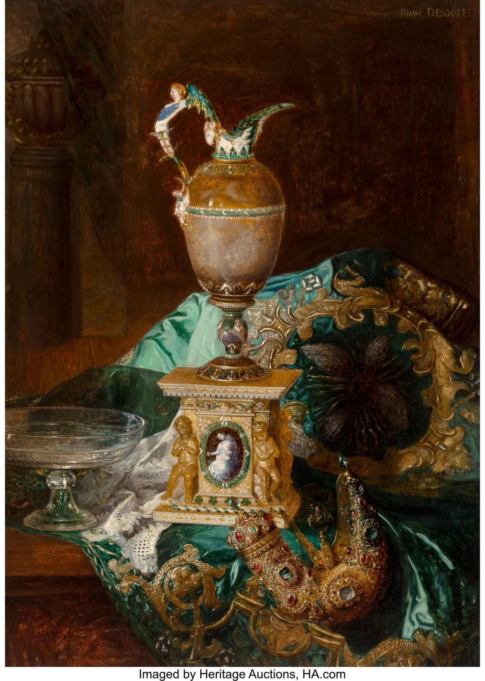 Blaise-Alexandre Desgoffe comparable auction result: blaise alexandre desgoffe french 1830 1901 jeweled still life oil on canvas 2