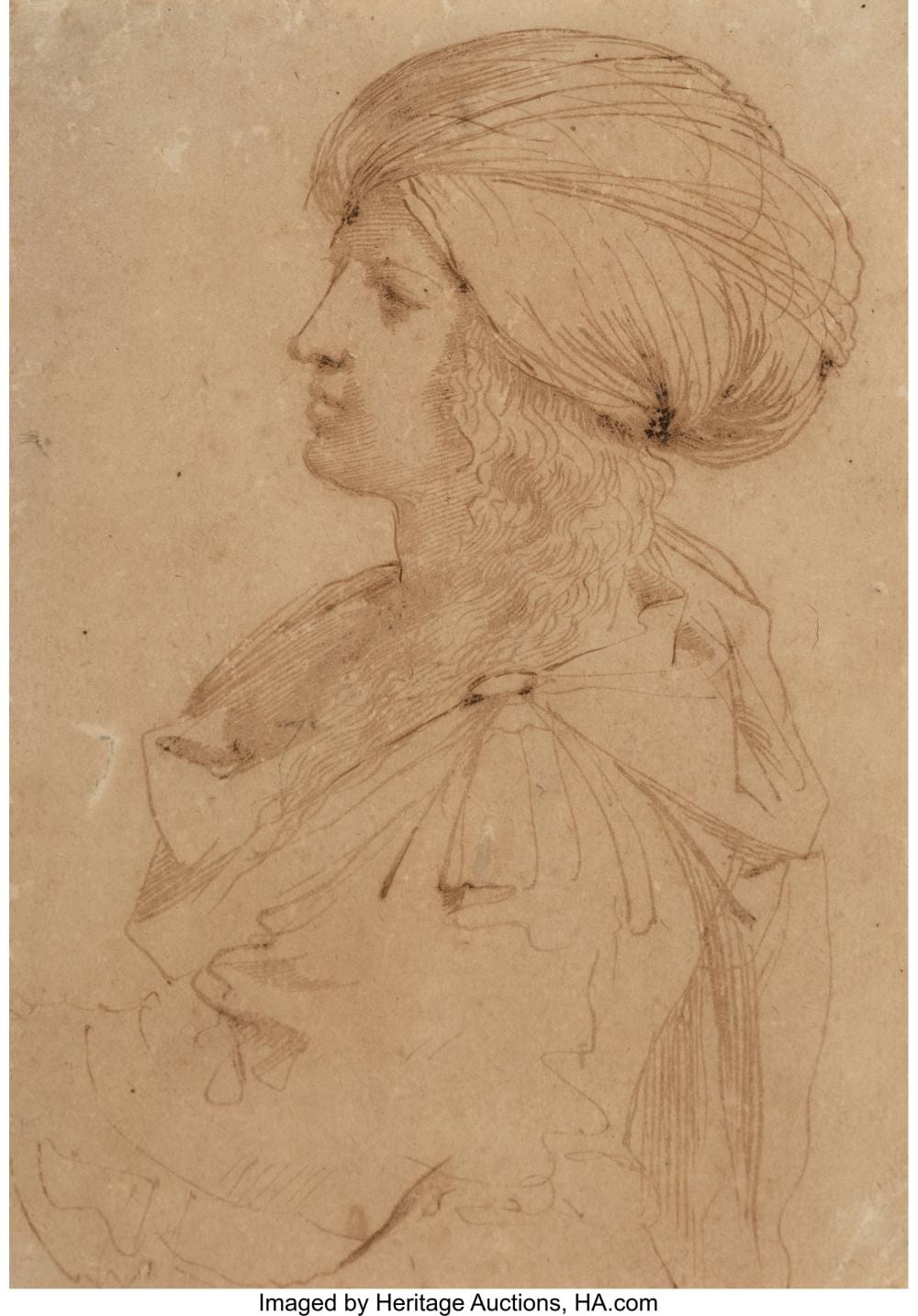 Cesare Gennari comparable auction result: cesare gennari italian 1637 1688 portrait d homme au turban ink on paper 8 3