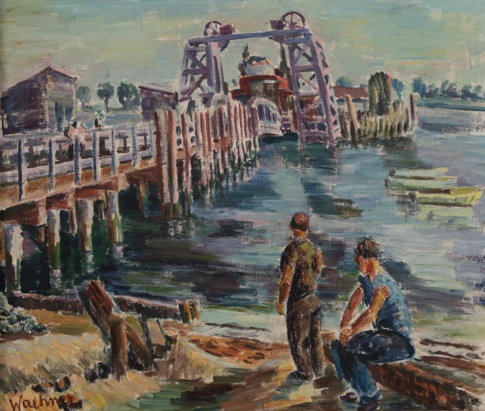 trude waehner austrian 1900 1979 dock scene · Hindman · 2019-12-10 Trude Waehner comparable auction result: trude waehner austrian 1900 1979 dock scene