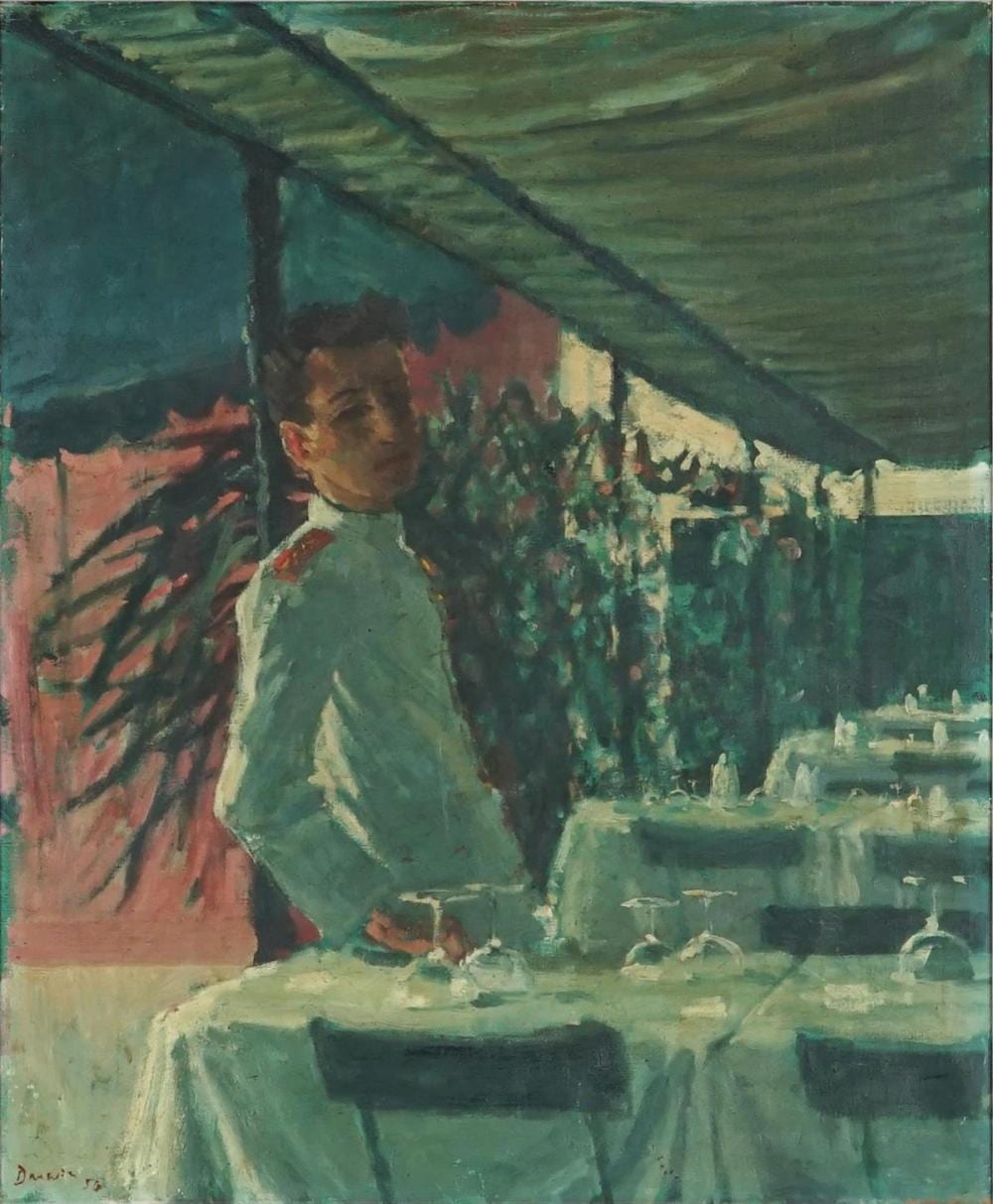 Robin Vere Darwin comparable auction result: robin vere darwin 1910 1974 the waiter 1954 75 x 62 cm